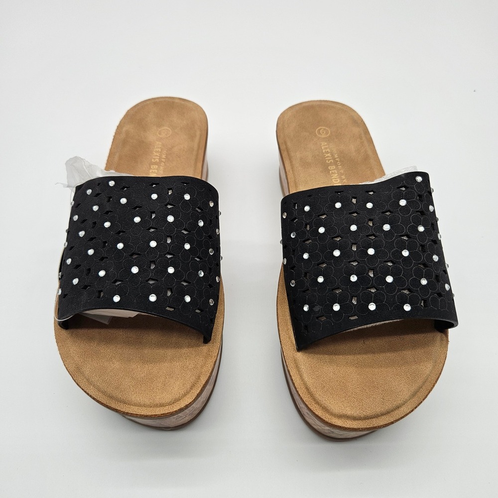 Alexis Bendel Women's Black Cutout Wedge Slide Sandals Size 6‎ Paloma